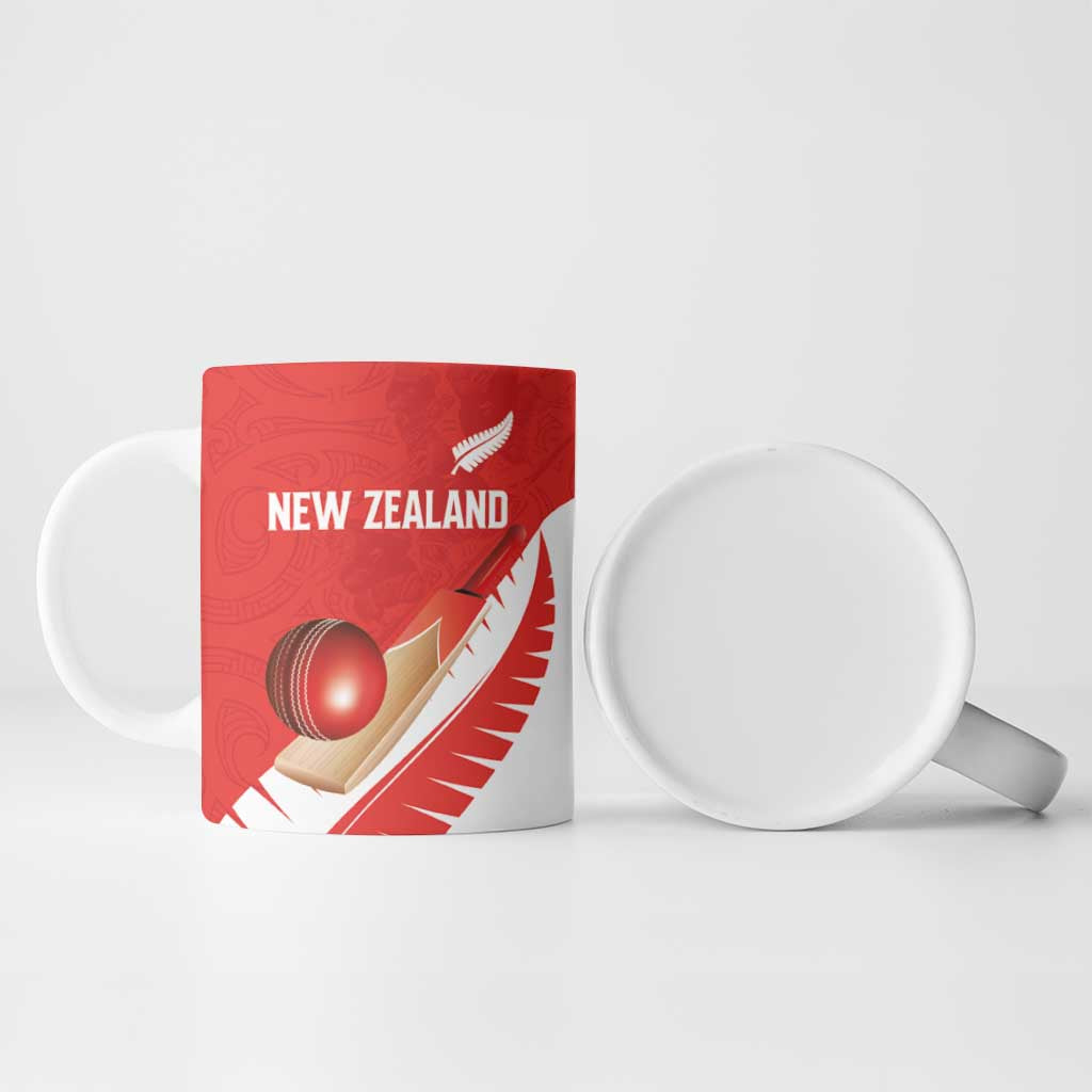 Custom New Zealand Cricket Ceramic Mug Kiwi Birds Haka Dance Red Fern Sporty Style