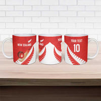 Custom New Zealand Cricket Ceramic Mug Kiwi Birds Haka Dance Red Fern Sporty Style