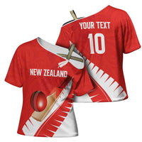 Custom New Zealand Cricket Cross Shoulder Shirt Kiwi Birds Haka Dance Red Fern Sporty Style
