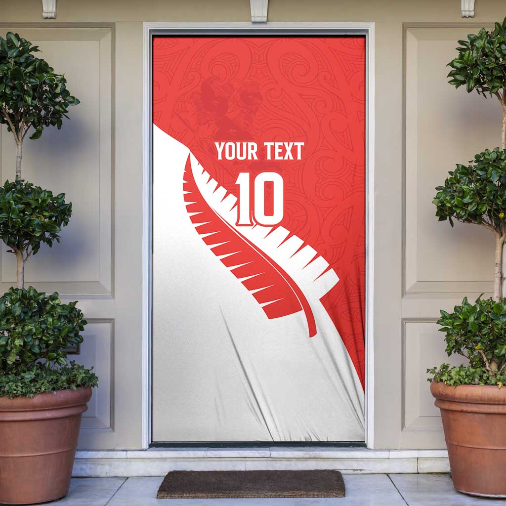 Custom New Zealand Cricket Door Cover Kiwi Birds Haka Dance Red Fern Sporty Style