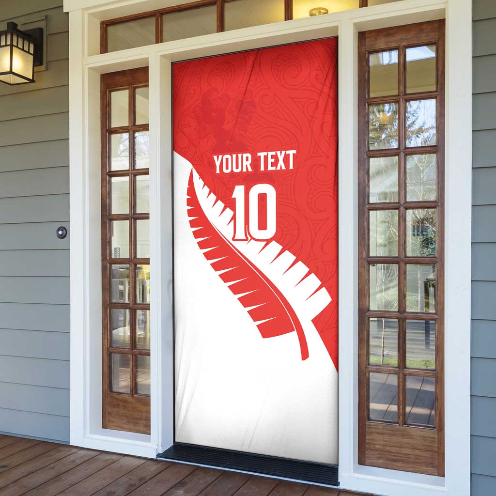 Custom New Zealand Cricket Door Cover Kiwi Birds Haka Dance Red Fern Sporty Style