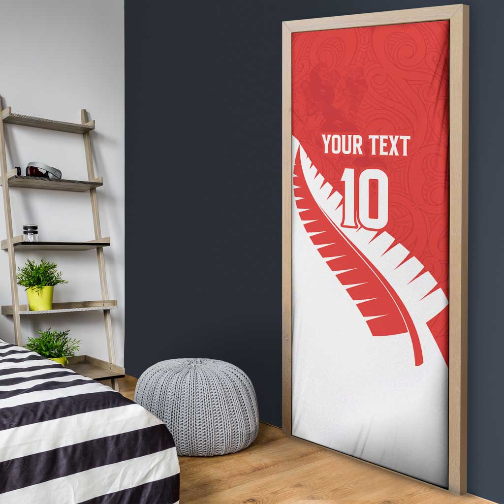 Custom New Zealand Cricket Door Cover Kiwi Birds Haka Dance Red Fern Sporty Style