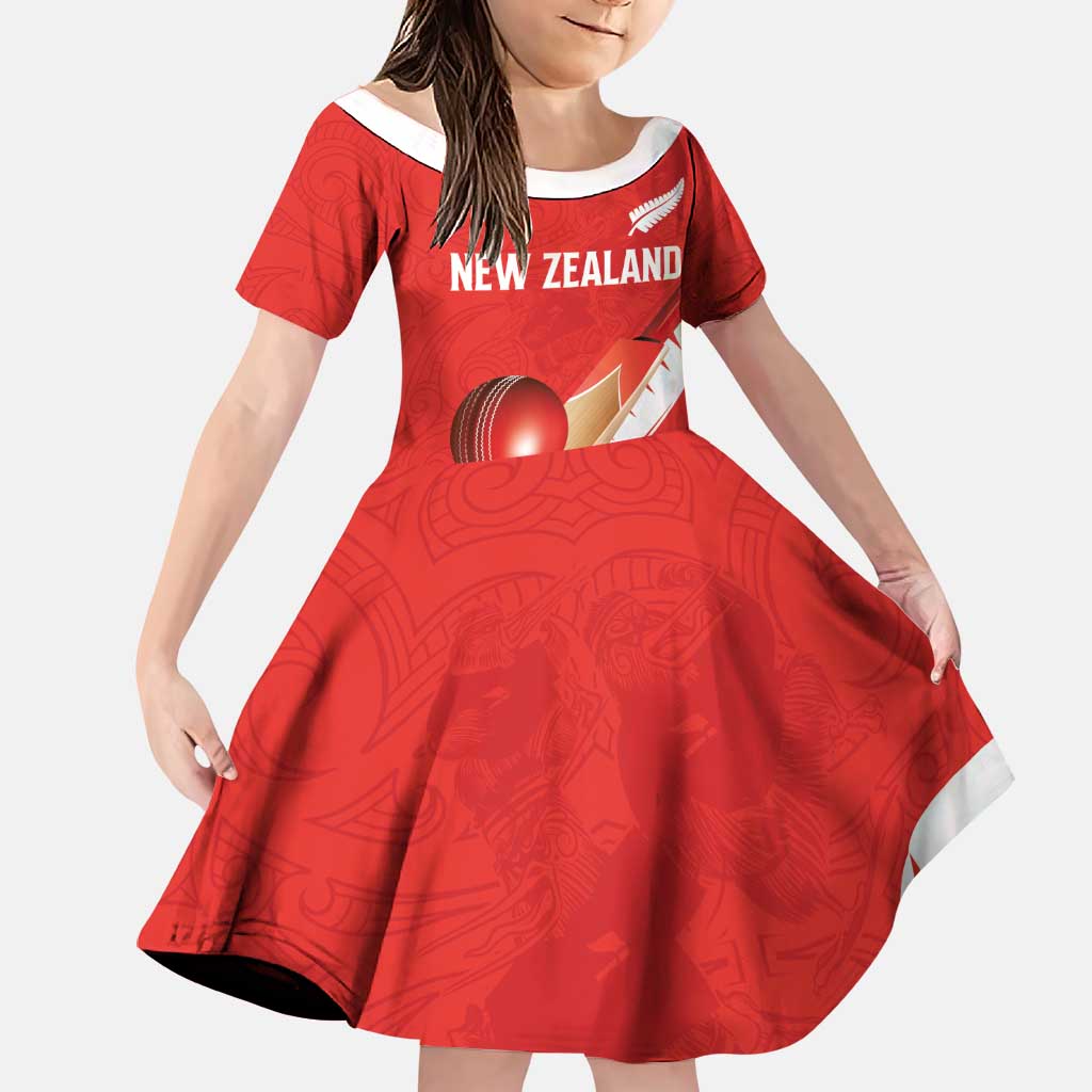 Custom New Zealand Cricket Family Matching Long Sleeve Bodycon Dress and Hawaiian Shirt Kiwi Birds Haka Dance Red Fern Sporty Style
