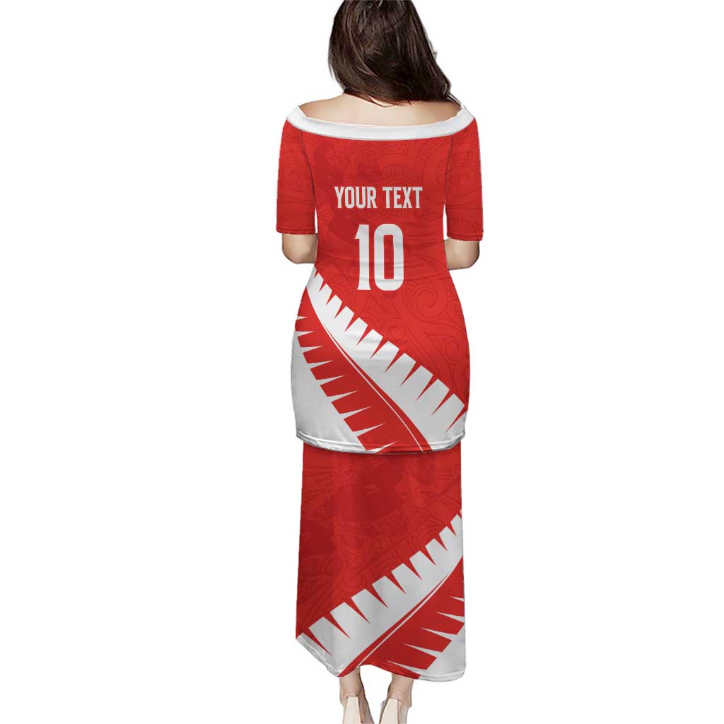 Custom New Zealand Cricket Family Matching Puletasi and Hawaiian Shirt Kiwi Birds Haka Dance Red Fern Sporty Style