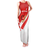 Custom New Zealand Cricket Family Matching Tank Maxi Dress and Hawaiian Shirt Kiwi Birds Haka Dance Red Fern Sporty Style