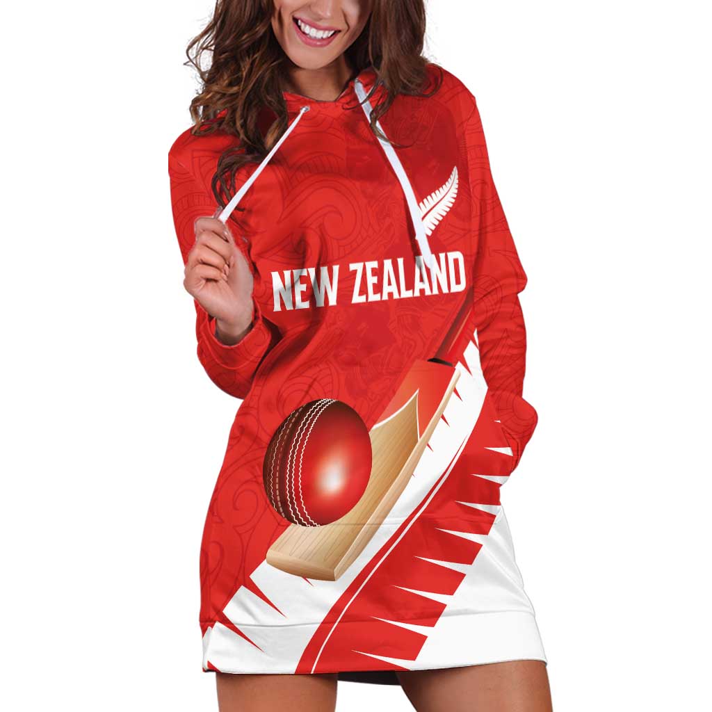 Custom New Zealand Cricket Hoodie Dress Kiwi Birds Haka Dance Red Fern Sporty Style