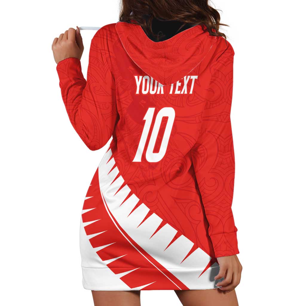 Custom New Zealand Cricket Hoodie Dress Kiwi Birds Haka Dance Red Fern Sporty Style