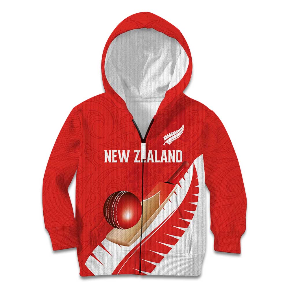 Custom New Zealand Cricket Kid Hoodie Kiwi Birds Haka Dance Red Fern Sporty Style