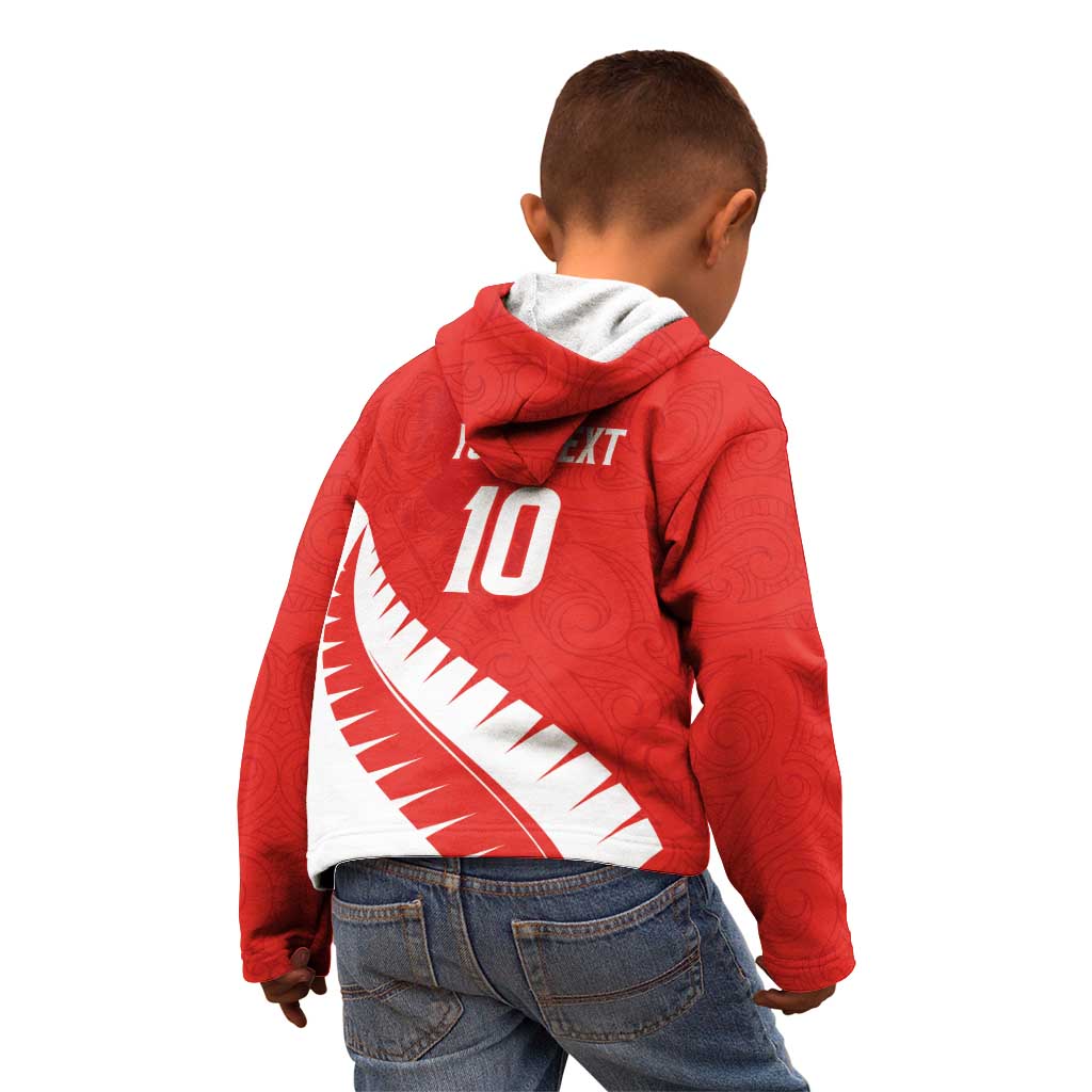 Custom New Zealand Cricket Kid Hoodie Kiwi Birds Haka Dance Red Fern Sporty Style