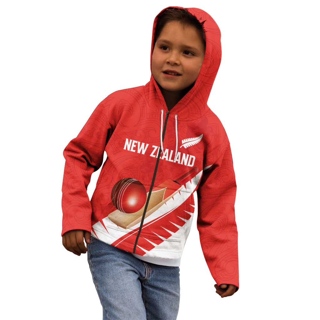 Custom New Zealand Cricket Kid Hoodie Kiwi Birds Haka Dance Red Fern Sporty Style