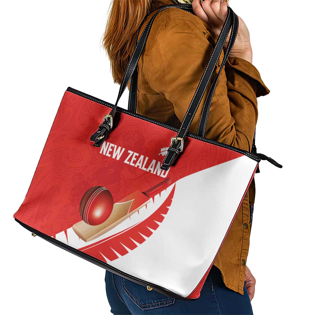 New Zealand Cricket Leather Tote Bag Kiwi Birds Haka Dance Red Fern Sporty Style