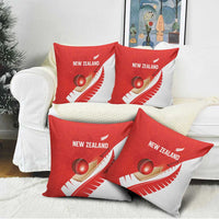 New Zealand Cricket Pillow Cover Kiwi Birds Haka Dance Red Fern Sporty Style
