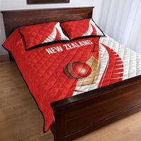 New Zealand Cricket Quilt Bed Set Kiwi Birds Haka Dance Red Fern Sporty Style