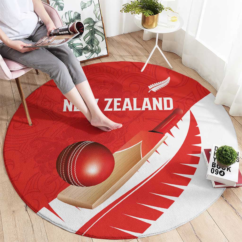 New Zealand Cricket Round Carpet Kiwi Birds Haka Dance Red Fern Sporty Style