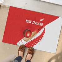 New Zealand Cricket Rubber Doormat Kiwi Birds Haka Dance Red Fern Sporty Style
