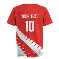 Custom New Zealand Cricket Rugby Jersey Kiwi Birds Haka Dance Red Fern Sporty Style