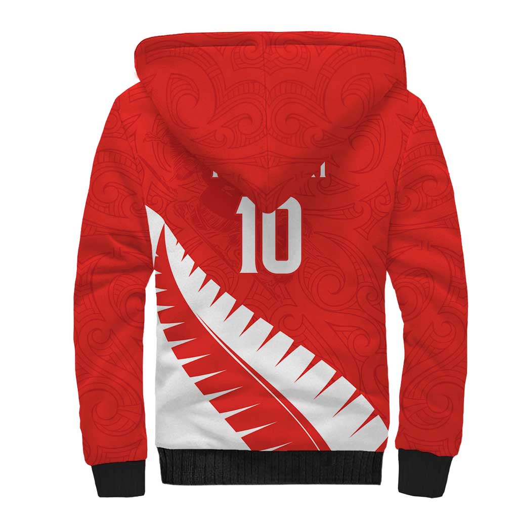 Custom New Zealand Cricket Sherpa Hoodie Kiwi Birds Haka Dance Red Fern Sporty Style