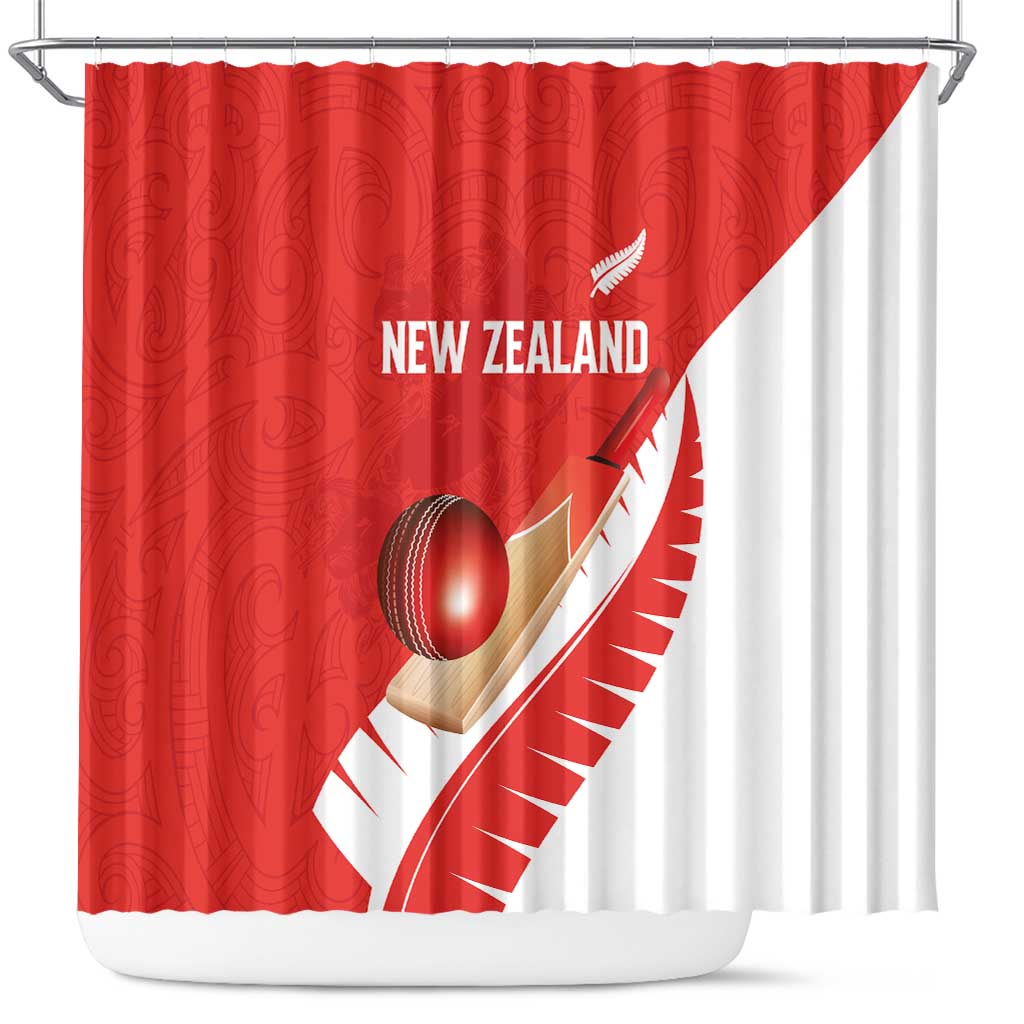 New Zealand Cricket Shower Curtain Kiwi Birds Haka Dance Red Fern Sporty Style