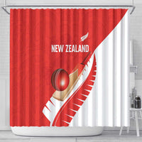 New Zealand Cricket Shower Curtain Kiwi Birds Haka Dance Red Fern Sporty Style