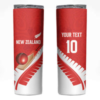 Custom New Zealand Cricket Skinny Tumbler Kiwi Birds Haka Dance Red Fern Sporty Style