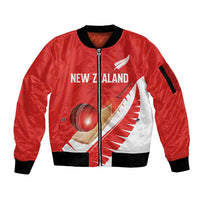 Custom New Zealand Cricket Sleeve Zip Bomber Jacket Kiwi Birds Haka Dance Red Fern Sporty Style
