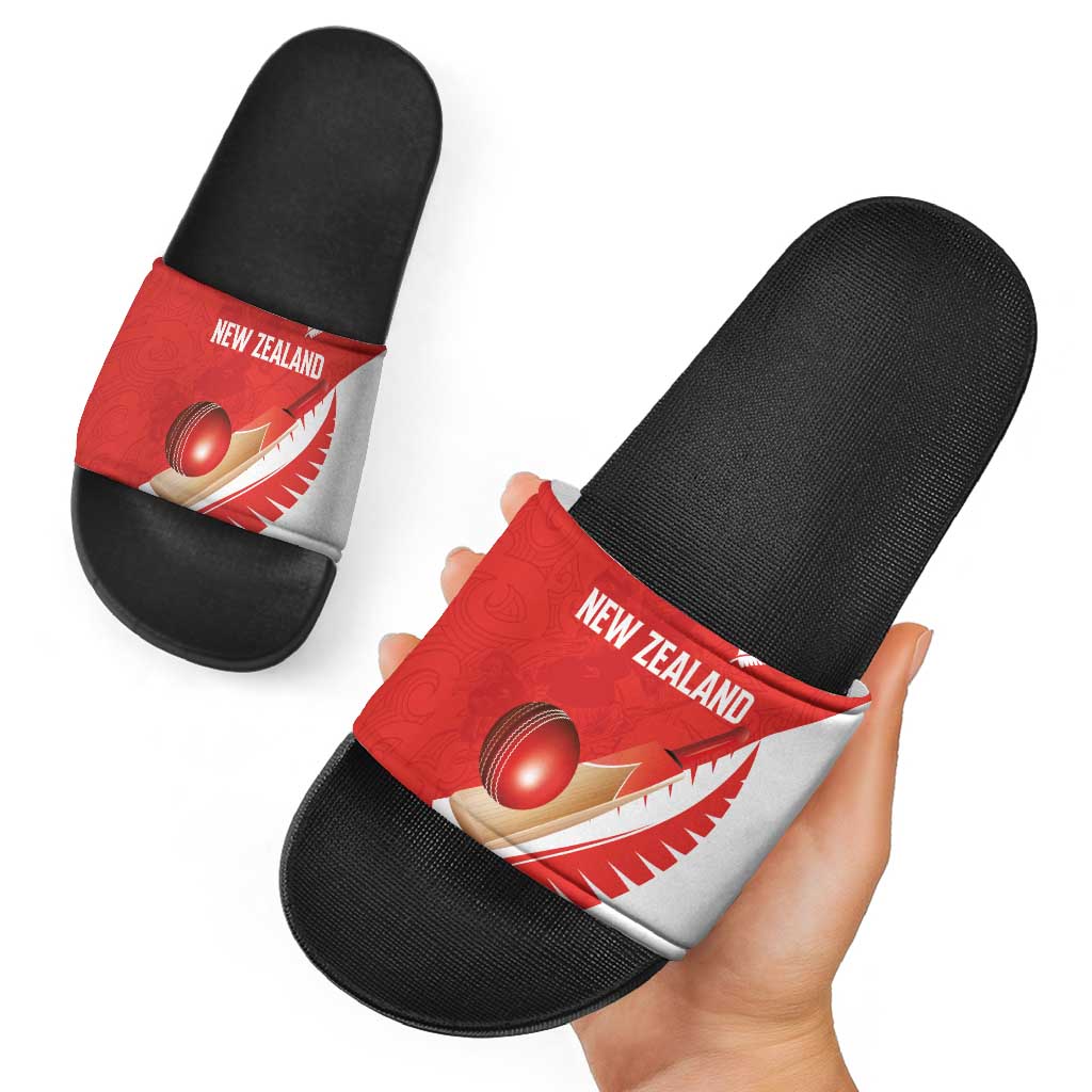 New Zealand Cricket Slide Sandals Kiwi Birds Haka Dance Red Fern Sporty Style