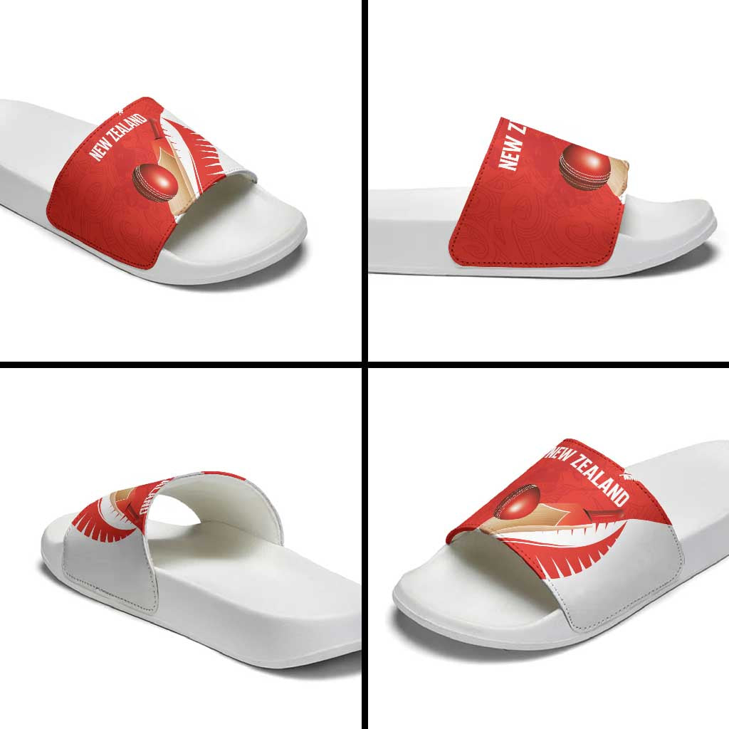 New Zealand Cricket Slide Sandals Kiwi Birds Haka Dance Red Fern Sporty Style