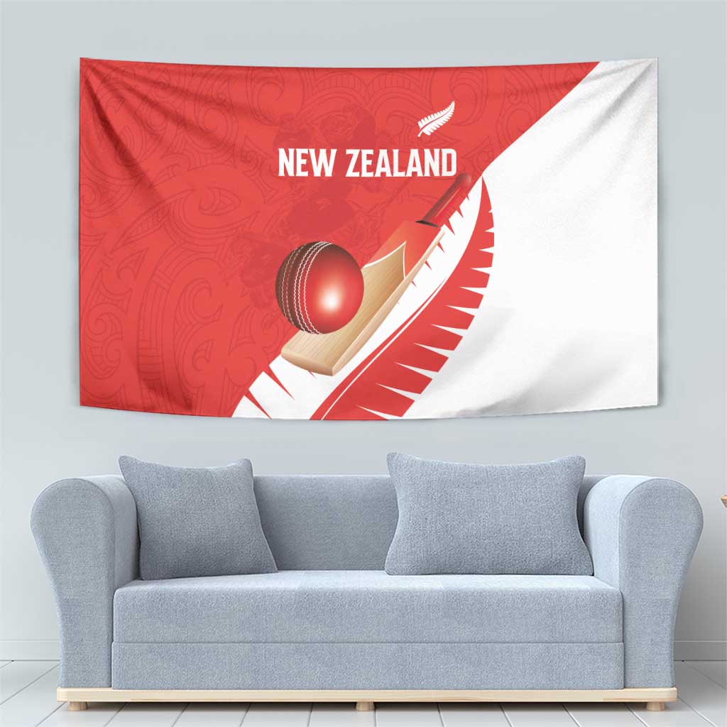 New Zealand Cricket Tapestry Kiwi Birds Haka Dance Red Fern Sporty Style