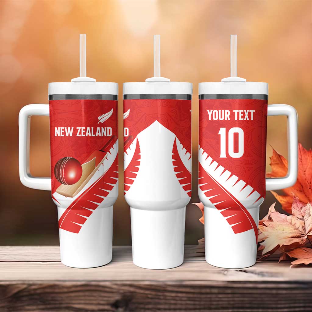 Custom New Zealand Cricket Tumbler With Handle Kiwi Birds Haka Dance Red Fern Sporty Style