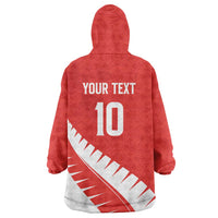Custom New Zealand Cricket Wearable Blanket Hoodie Kiwi Birds Haka Dance Red Fern Sporty Style