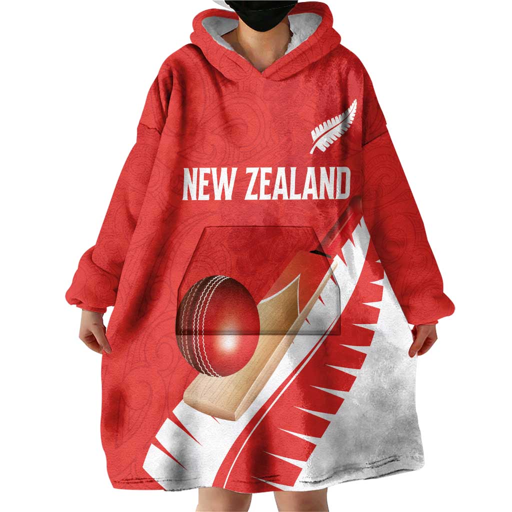 Custom New Zealand Cricket Wearable Blanket Hoodie Kiwi Birds Haka Dance Red Fern Sporty Style