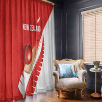 New Zealand Cricket Window Curtain Kiwi Birds Haka Dance Red Fern Sporty Style