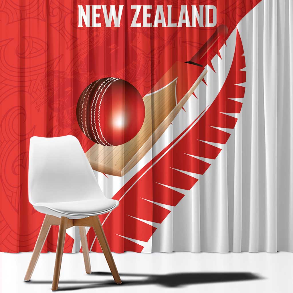 New Zealand Cricket Window Curtain Kiwi Birds Haka Dance Red Fern Sporty Style