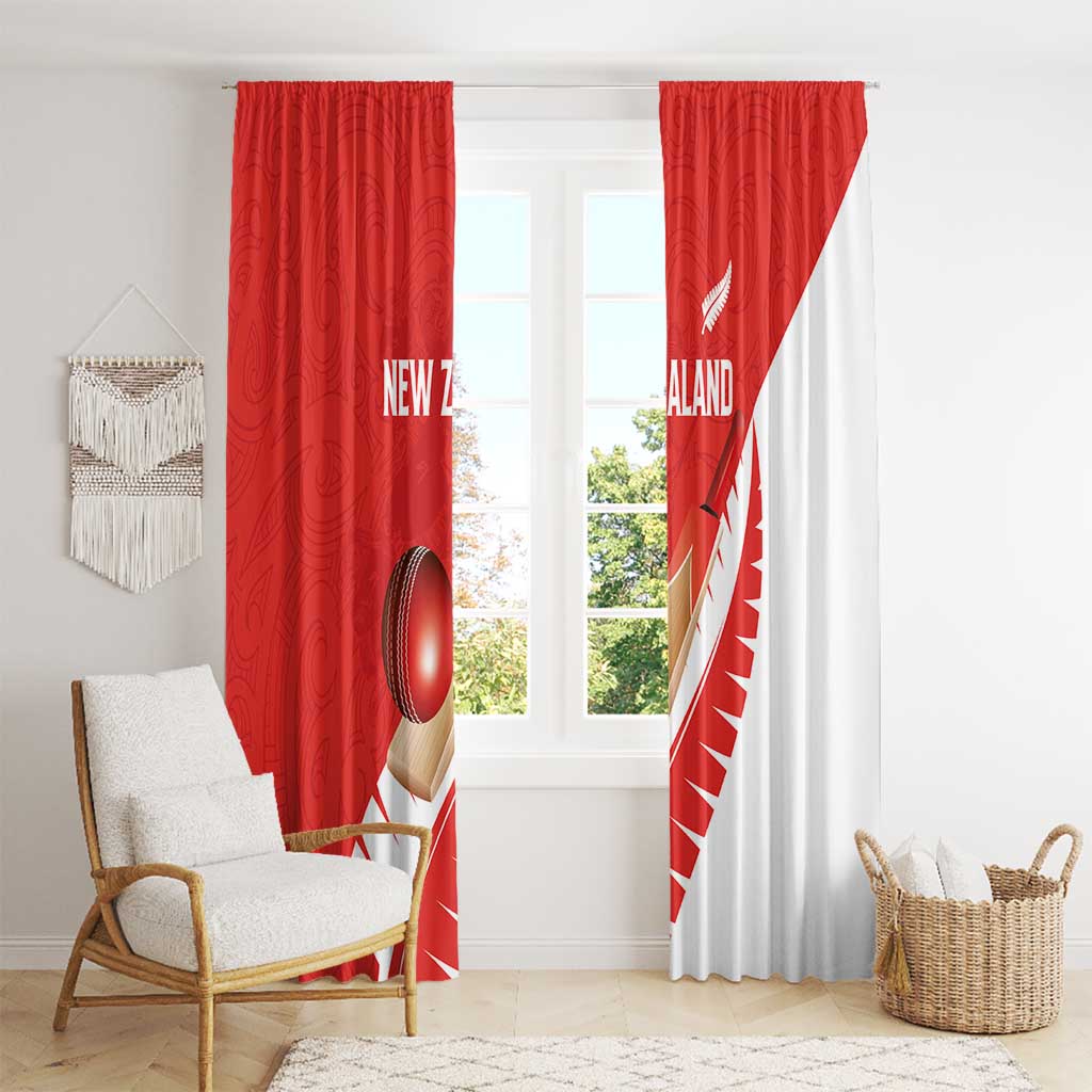 New Zealand Cricket Window Curtain Kiwi Birds Haka Dance Red Fern Sporty Style