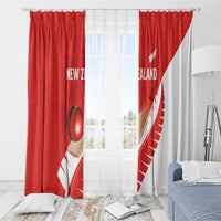 New Zealand Cricket Window Curtain Kiwi Birds Haka Dance Red Fern Sporty Style