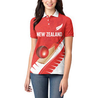 Custom New Zealand Cricket Women Polo Shirt Kiwi Birds Haka Dance Red Fern Sporty Style