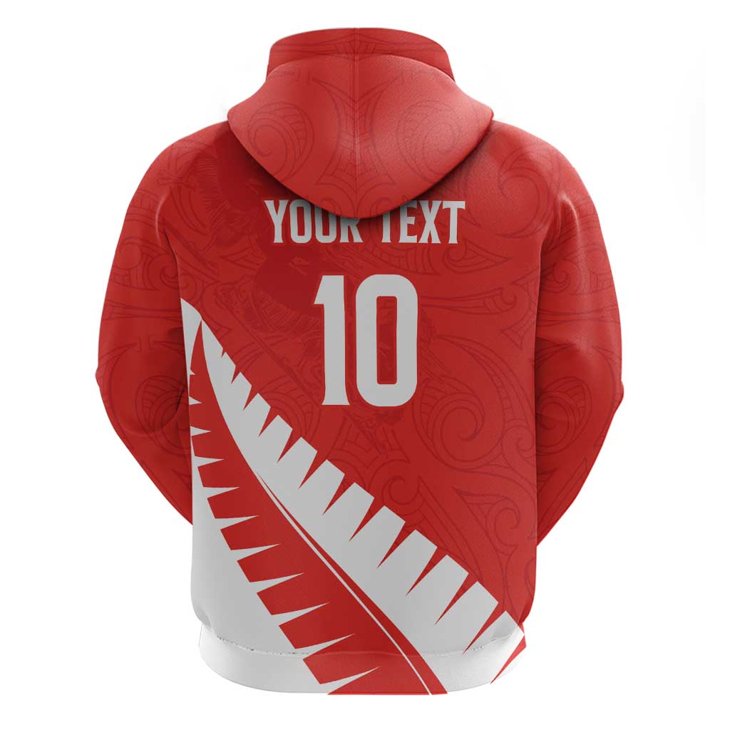 Custom New Zealand Cricket Zip Hoodie Kiwi Birds Haka Dance Red Fern Sporty Style