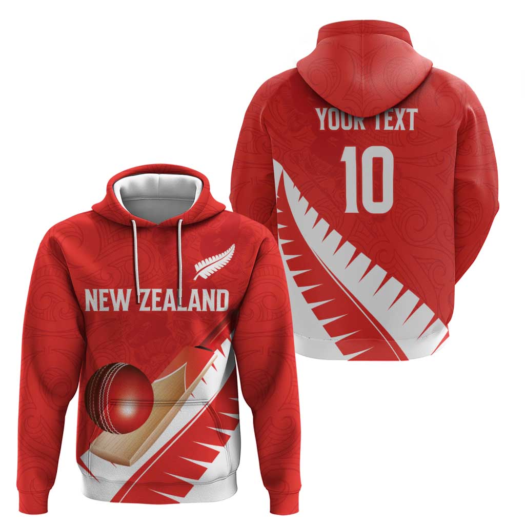 Custom New Zealand Cricket Zip Hoodie Kiwi Birds Haka Dance Red Fern Sporty Style