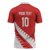 Custom New Zealand Cricket Zipper Polo Shirt Kiwi Birds Haka Dance Red Fern Sporty Style