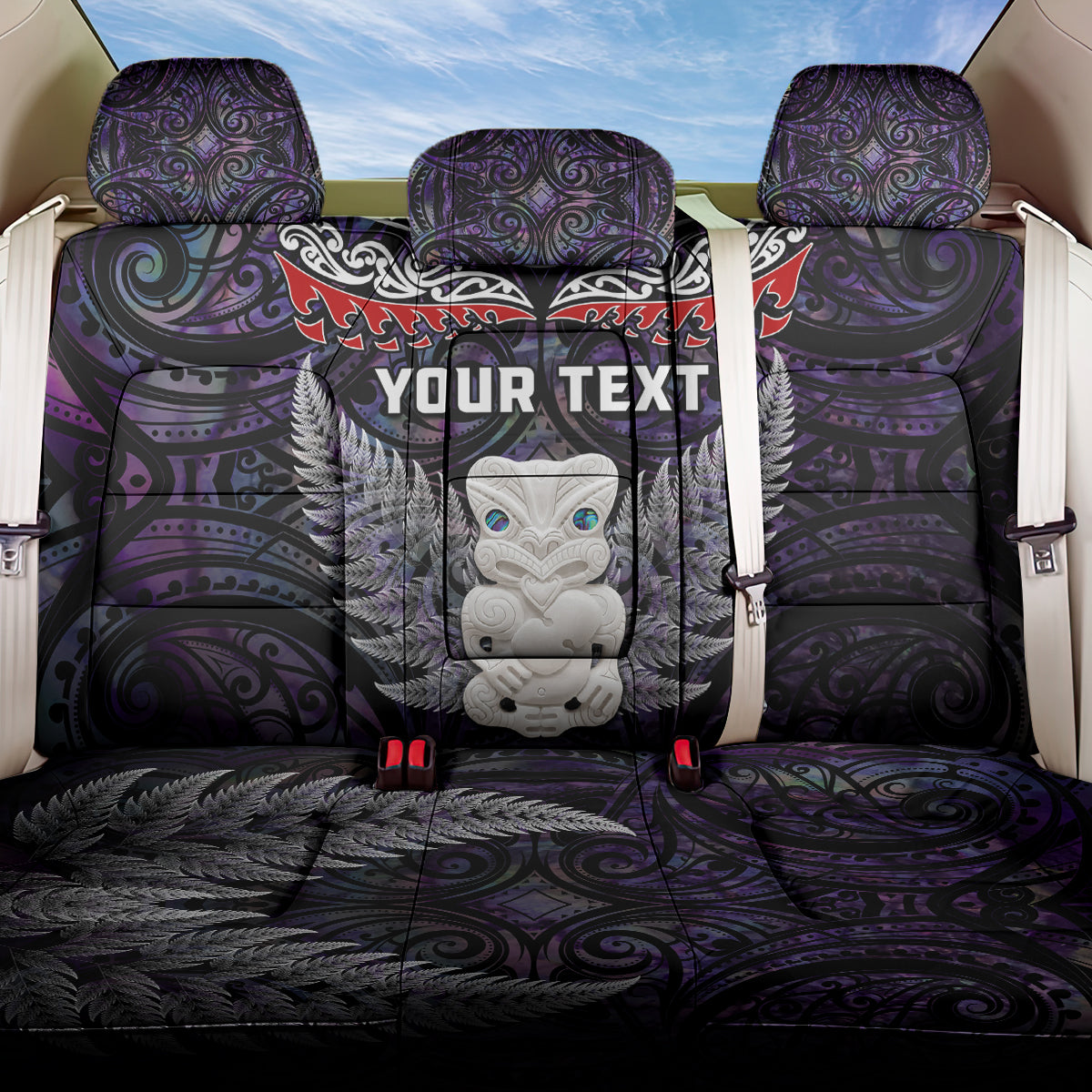 New Zealand Hei Tiki Back Car Seat Cover Maori Purple Papua Shell Pattern LT03