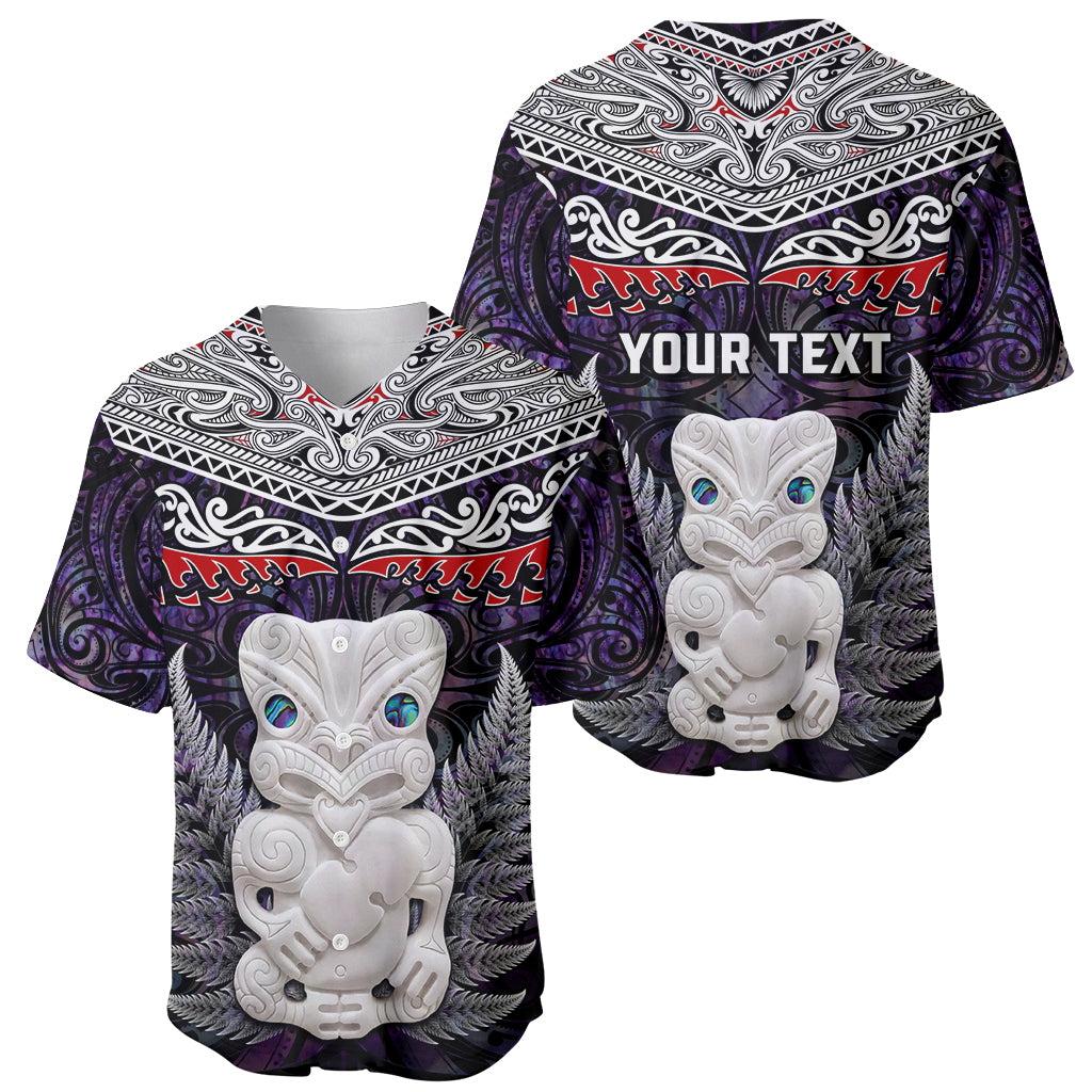 New Zealand Hei Tiki Baseball Jersey Maori Purple Papua Shell Pattern LT03 - Polynesian Pride