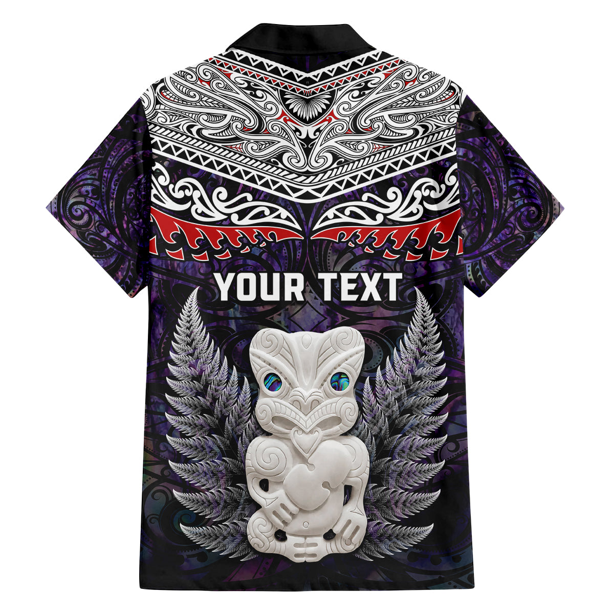 New Zealand Hei Tiki Family Matching Off Shoulder Long Sleeve Dress and Hawaiian Shirt Maori Purple Papua Shell Pattern LT03 - Polynesian Pride