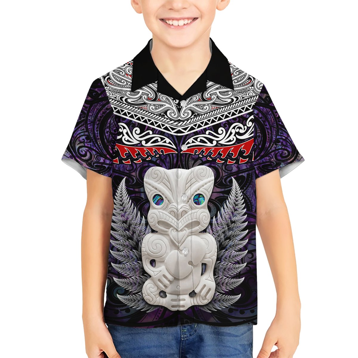 New Zealand Hei Tiki Hawaiian Shirt Maori Purple Papua Shell Pattern LT03 - Polynesian Pride