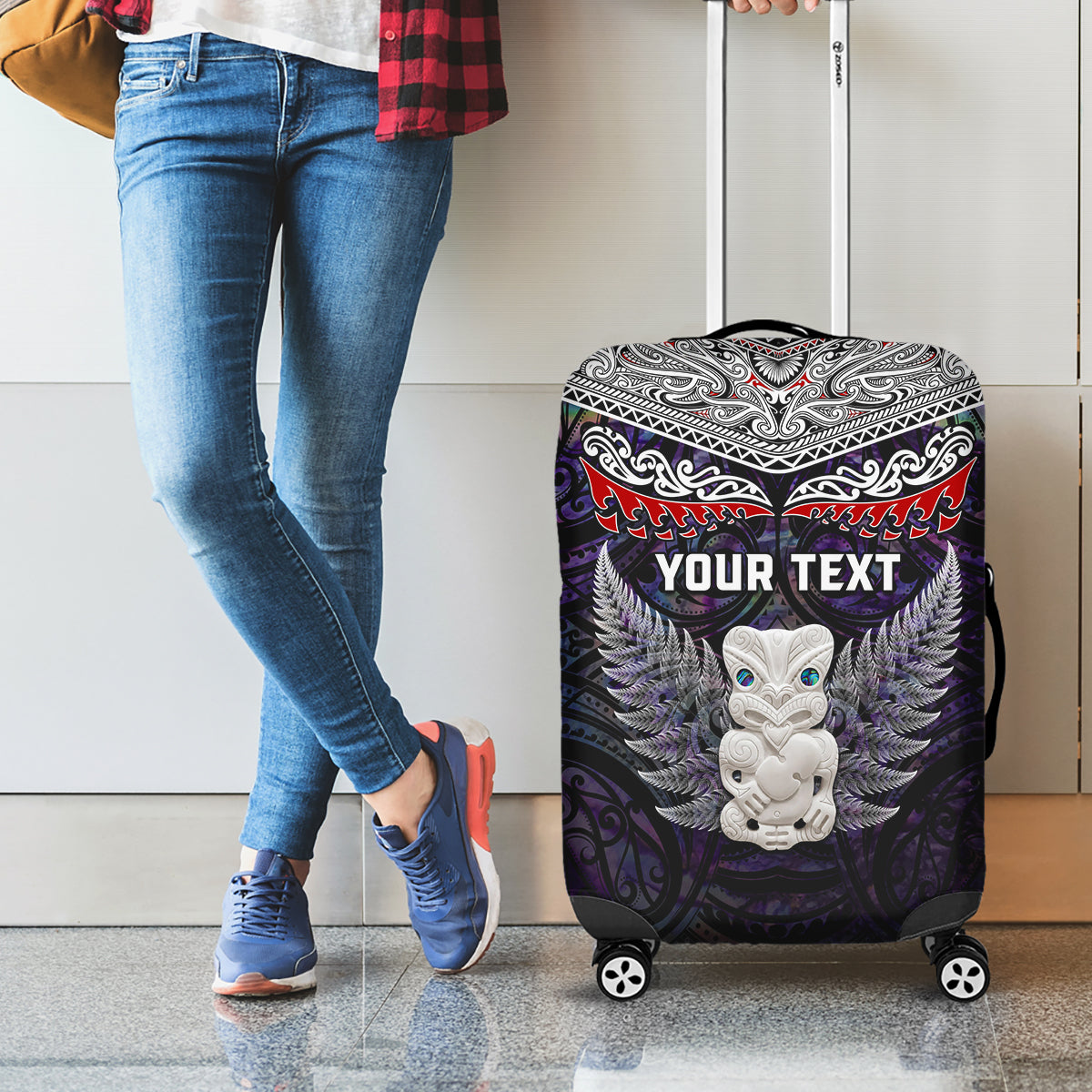 New Zealand Hei Tiki Luggage Cover Maori Purple Papua Shell Pattern LT03 - Polynesian Pride