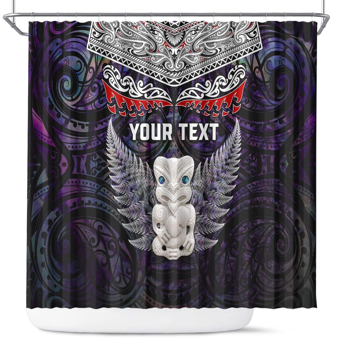 New Zealand Hei Tiki Shower Curtain Maori Purple Papua Shell Pattern LT03 Purple - Polynesian Pride