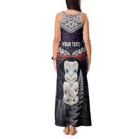 New Zealand Hei Tiki Tank Maxi Dress Maori Purple Papua Shell Pattern LT03 - Polynesian Pride