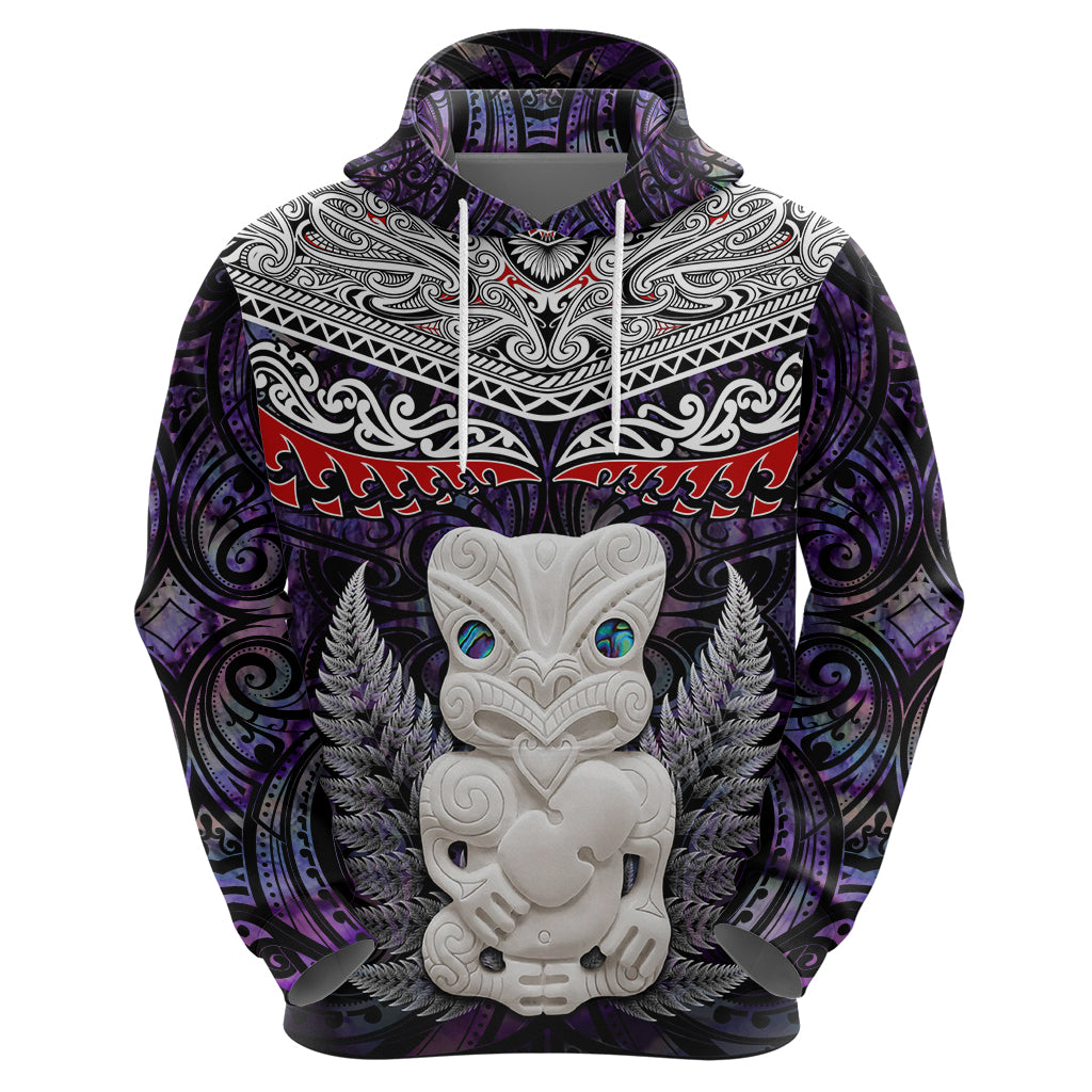 New Zealand Hei Tiki Zip Hoodie Maori Purple Papua Shell Pattern LT03 - Polynesian Pride