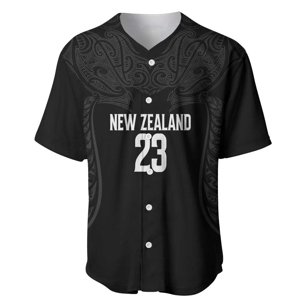 New Zealand Basketball Ta Moko Tribal Custom Baseball Jersey LT03 Black - Polynesian Pride