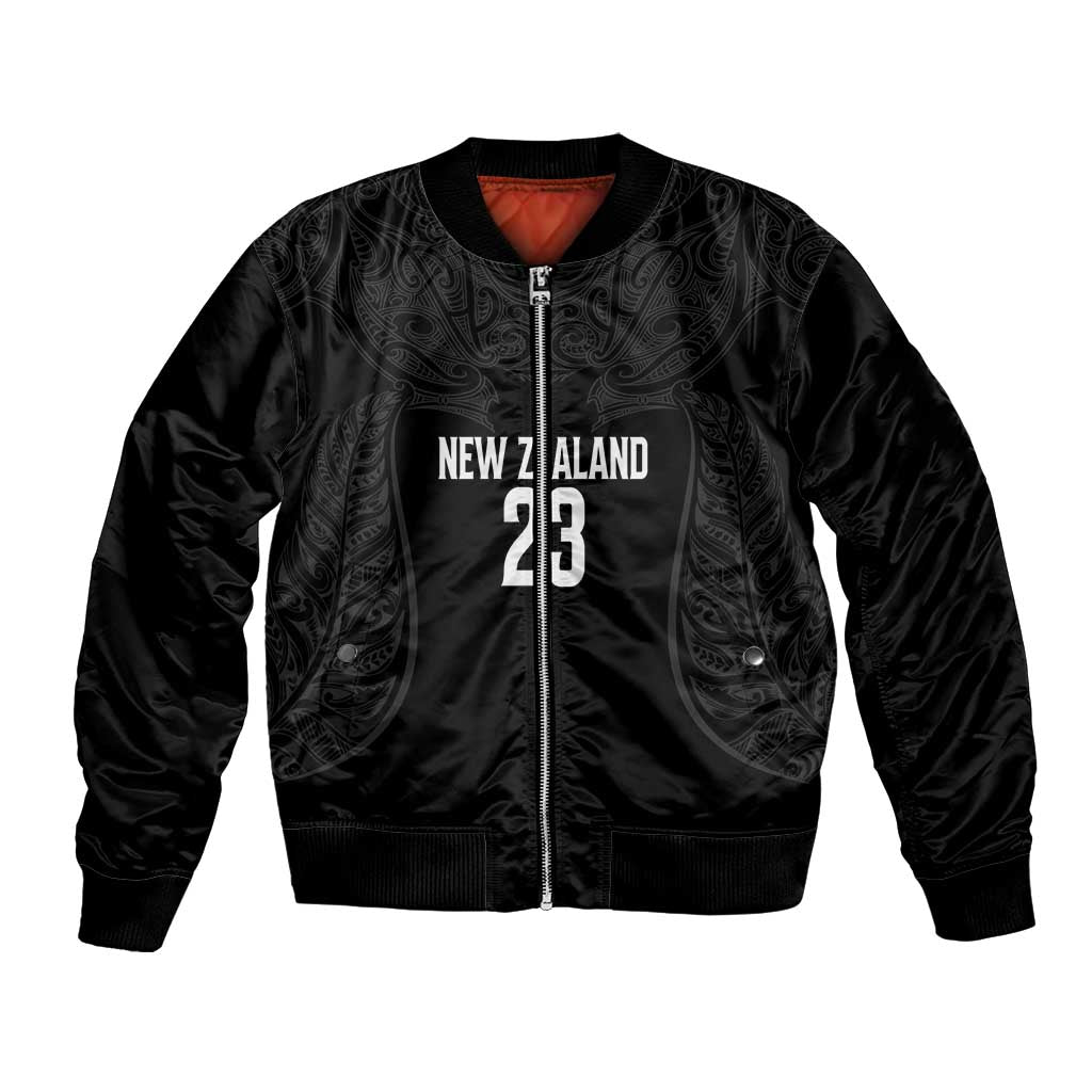 New Zealand Basketball Ta Moko Tribal Custom Bomber Jacket LT03 Unisex Black - Polynesian Pride