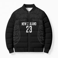 New Zealand Basketball Ta Moko Tribal Custom Bomber Puffer Jacket LT03 Unisex Black - Polynesian Pride
